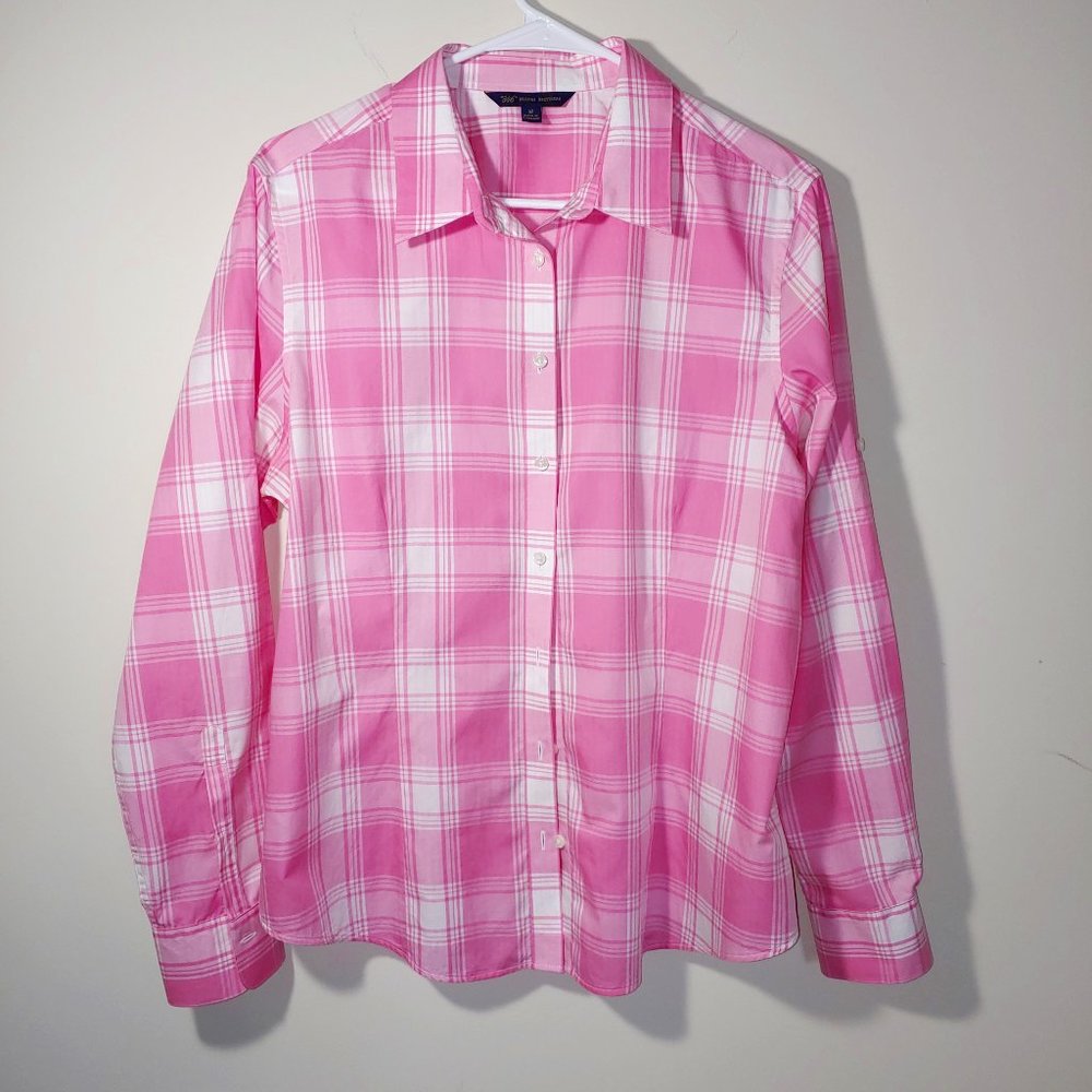 Brooks Brothers 346 Button Up Roll Tab Long Sleeve Shirt Plaid Size 14 P…